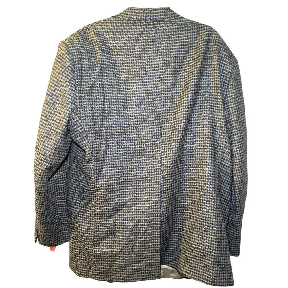 Stafford Men Houndstooth Wool Blazer Jacket Wool Size 48R USA Office Casual READ